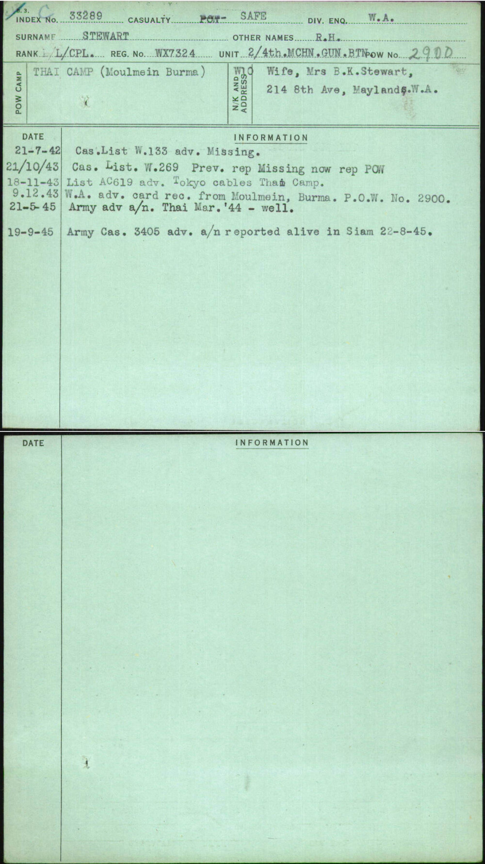 Stewart, R H, WX7324