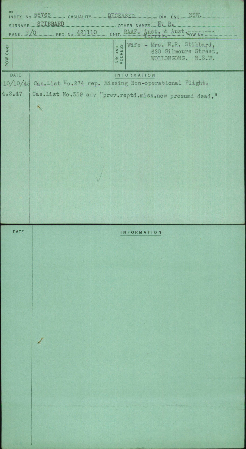 Stibbard, N R, 421110