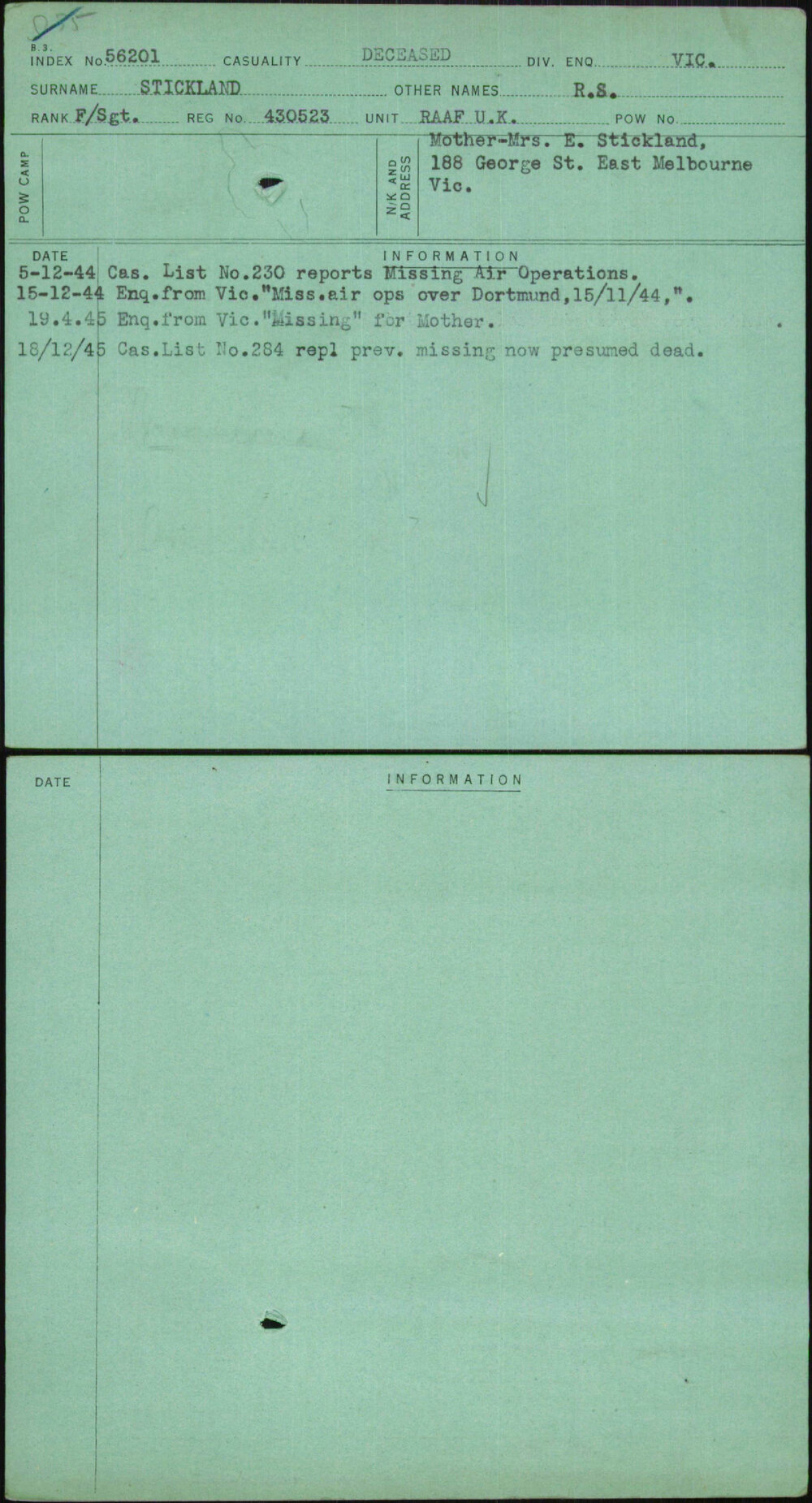 Stickland, R S, 430523