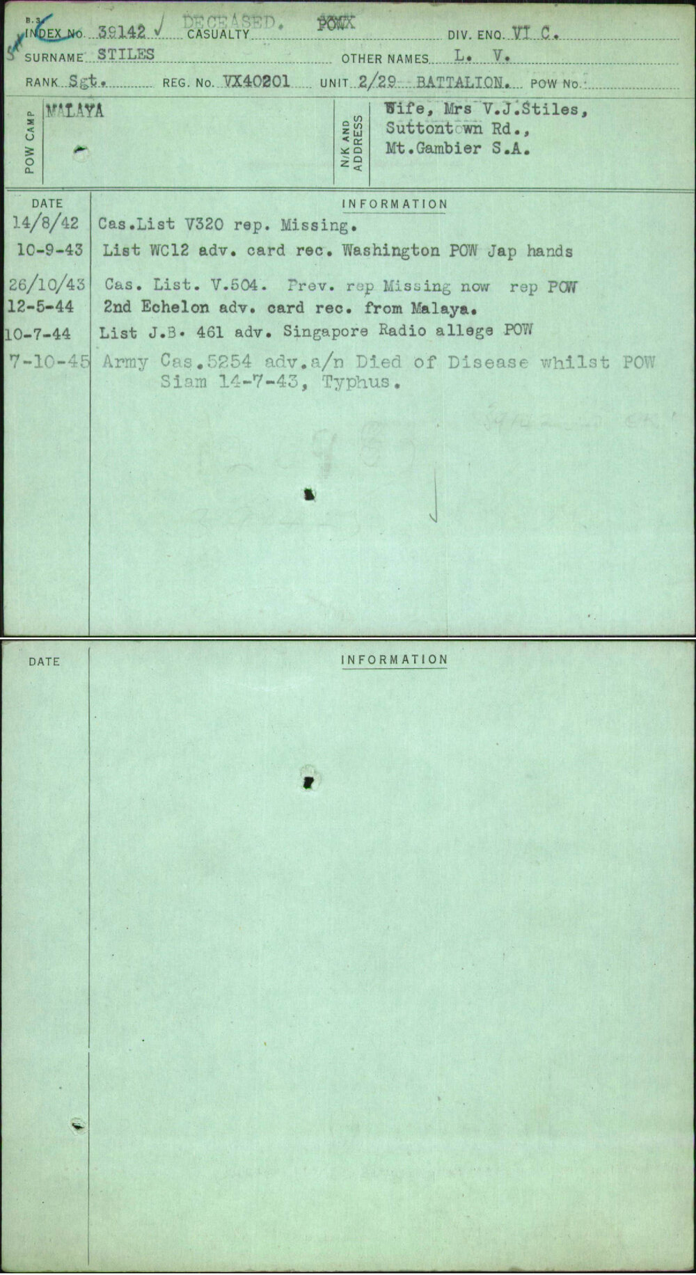 Stiles, L V, VX40201