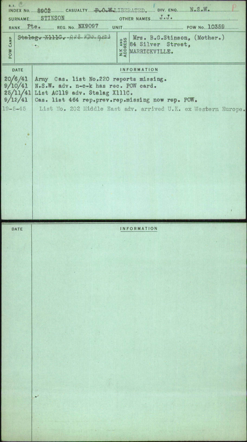 Stinson, J J, NX9097