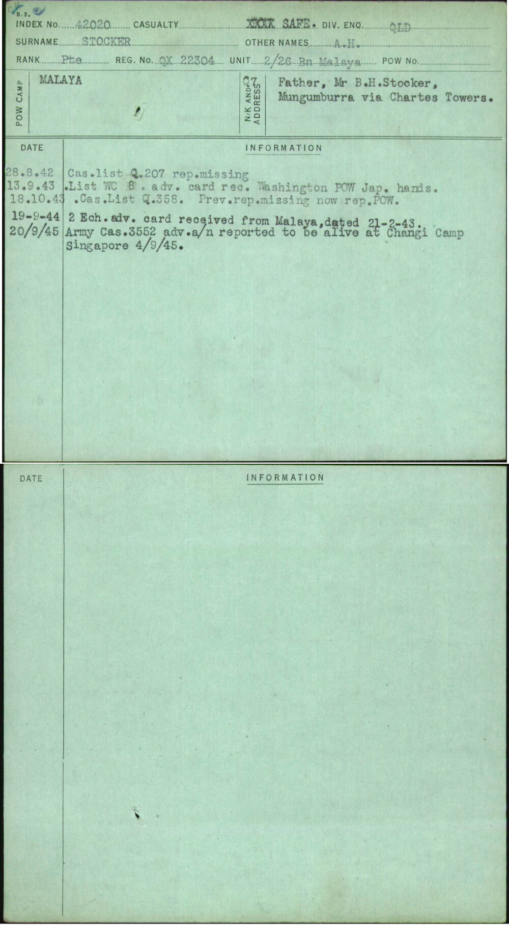 Stocker, A H, QX22304