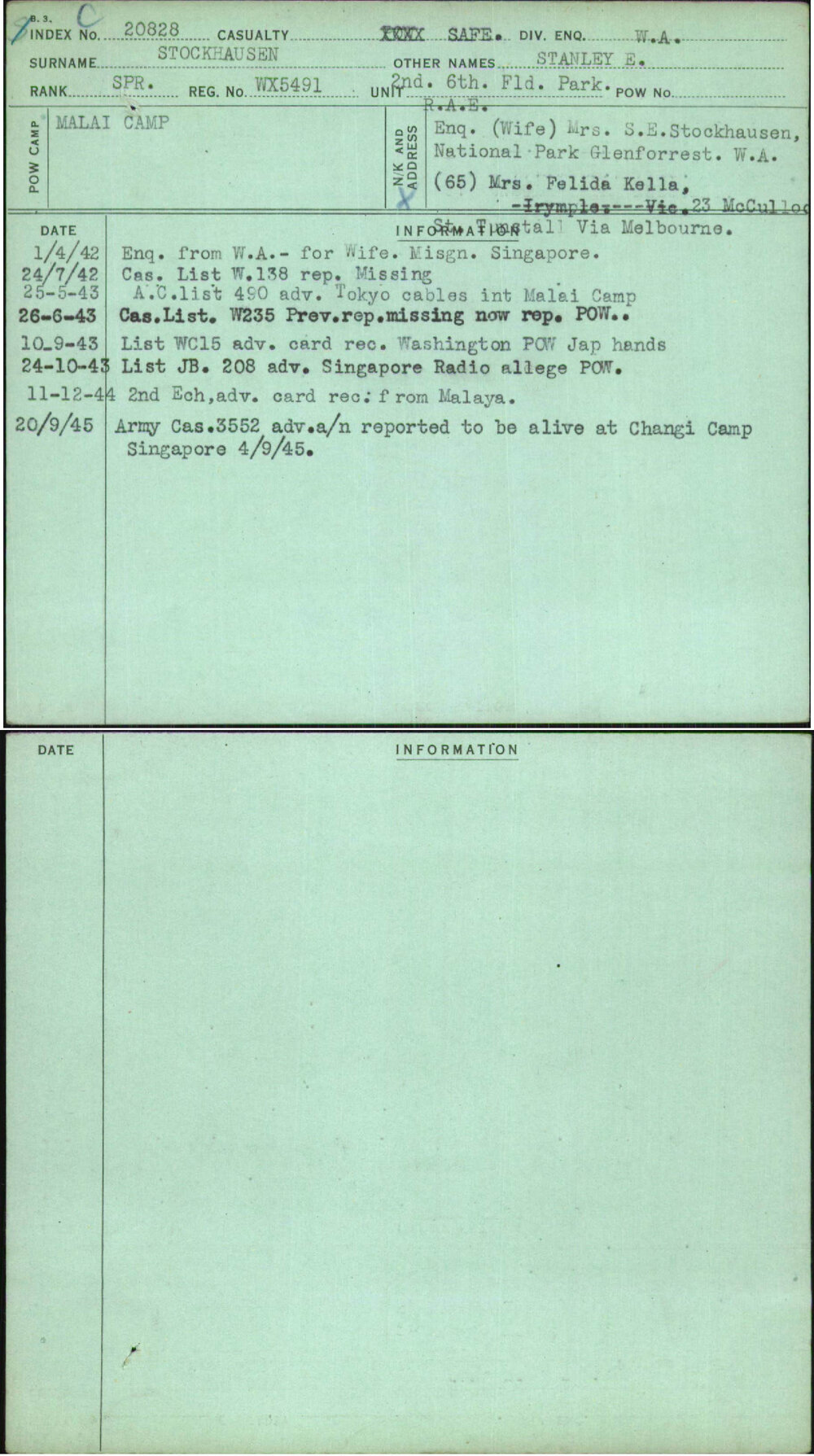 Stockhausen, Stanley E, WX5491