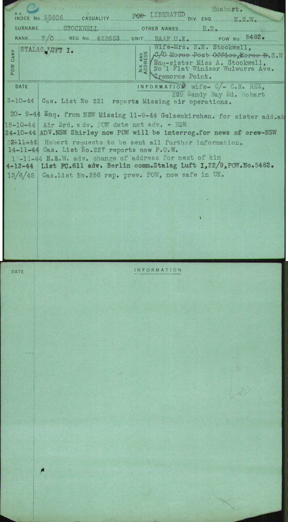 Stockwell, R N, 422653