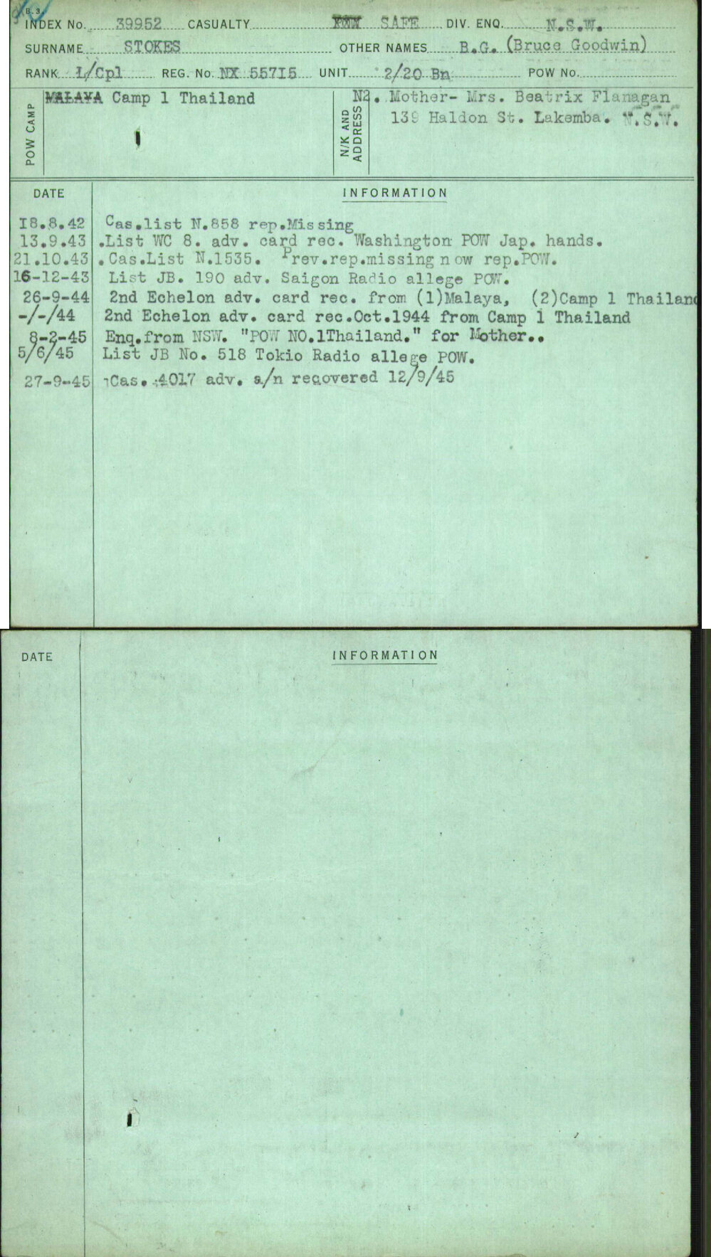 Stokes, B G (Bruce Goodwin), NX55715