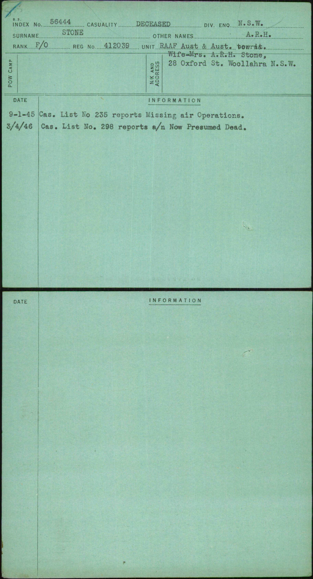 Stone, A R H, 412039