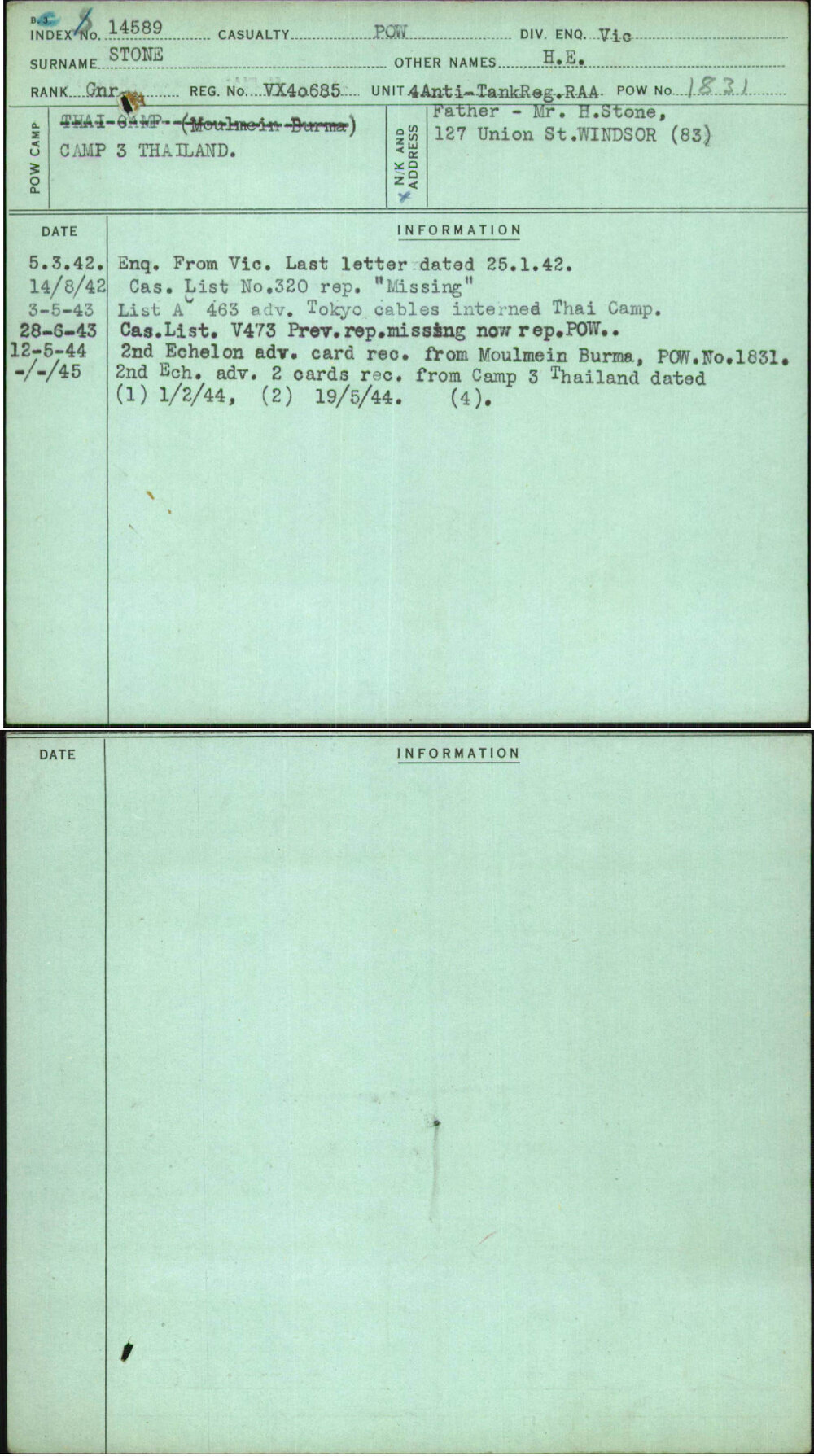 Stone, H E, VX40685