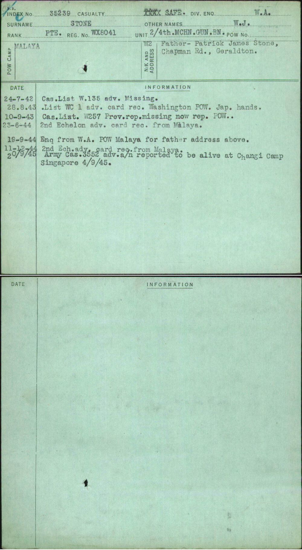 Stone, W J, WX8041