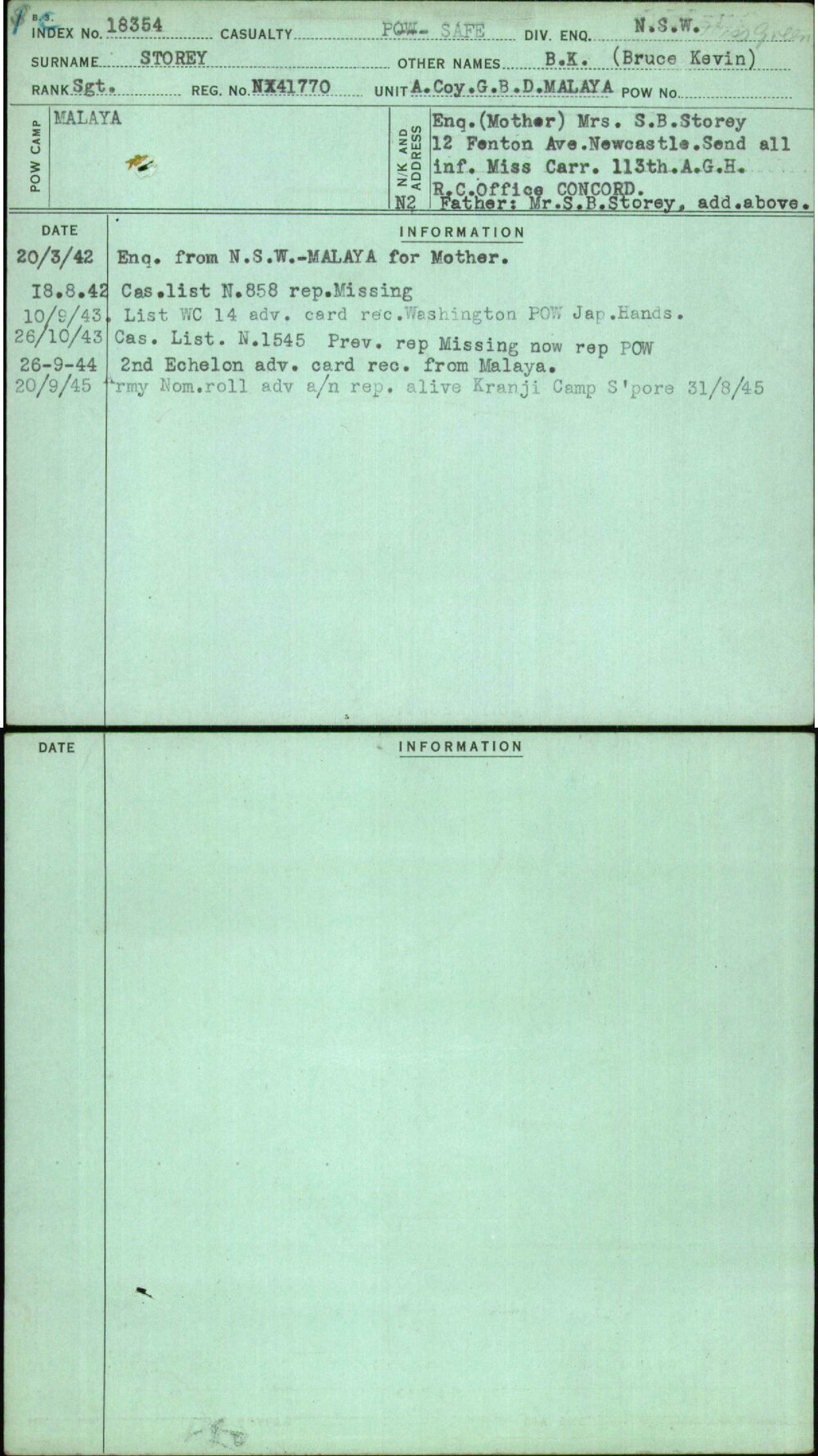 Storey, B K (Bruce Kevin), NX41770