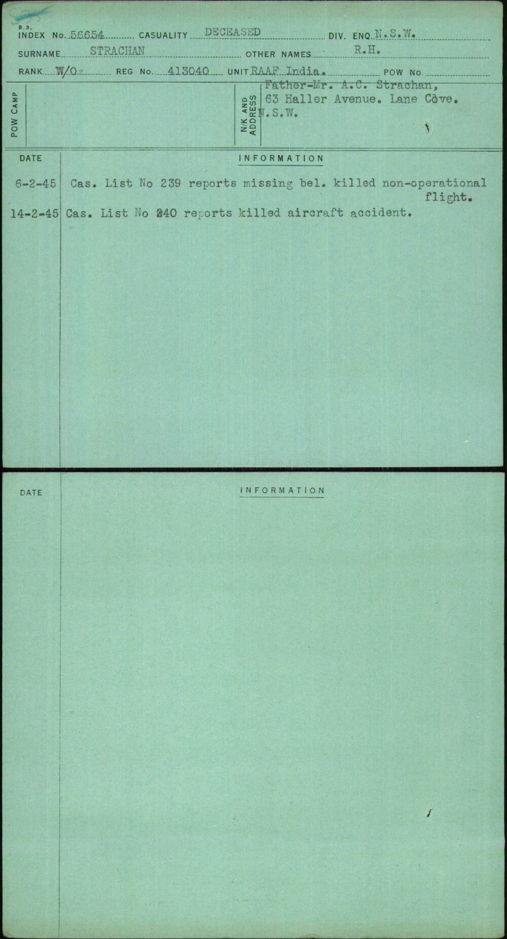 Strachan, R H, 413040