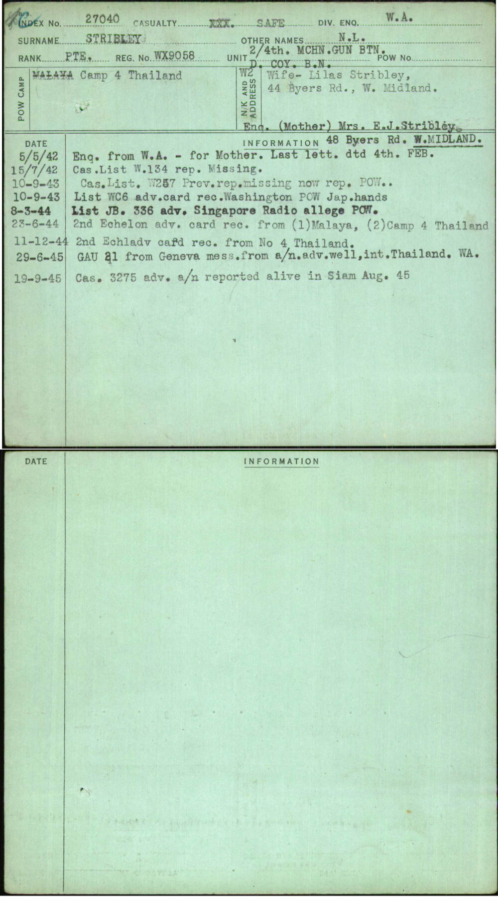 Stribley, N L, WX9058