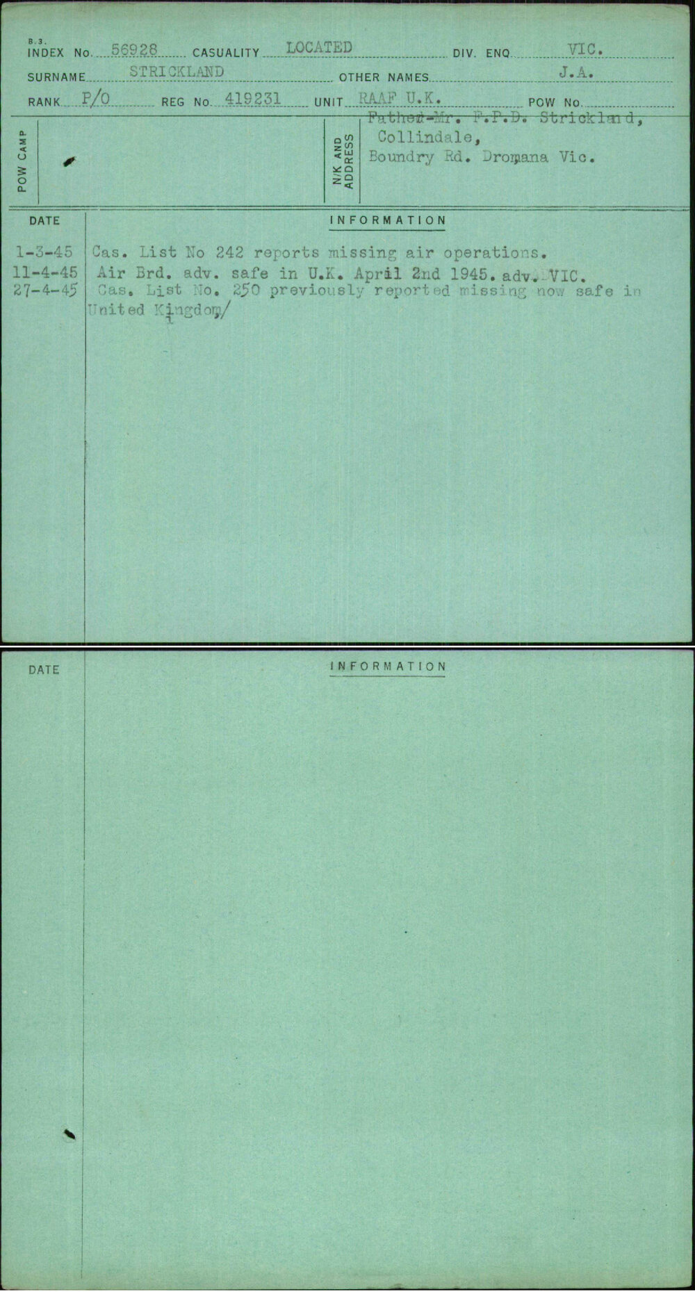 Strickland, J A, 419231