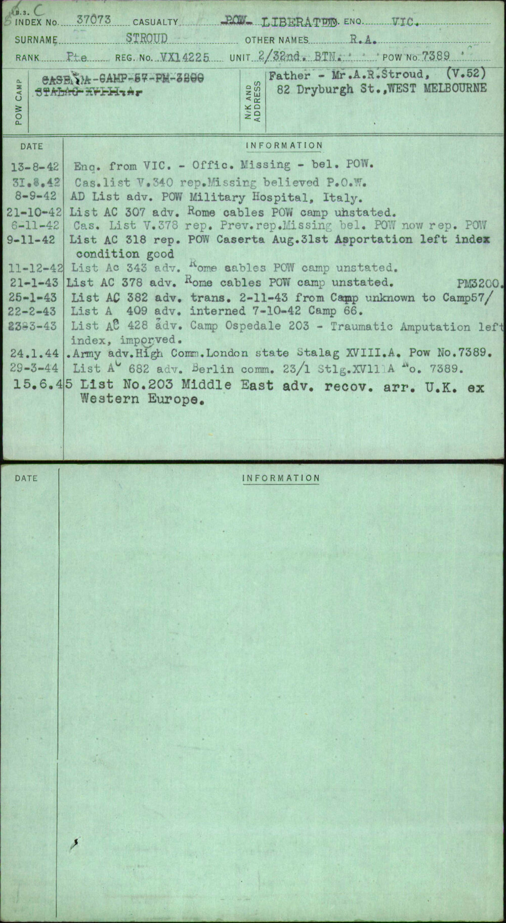 Stroud, R A, VX14225