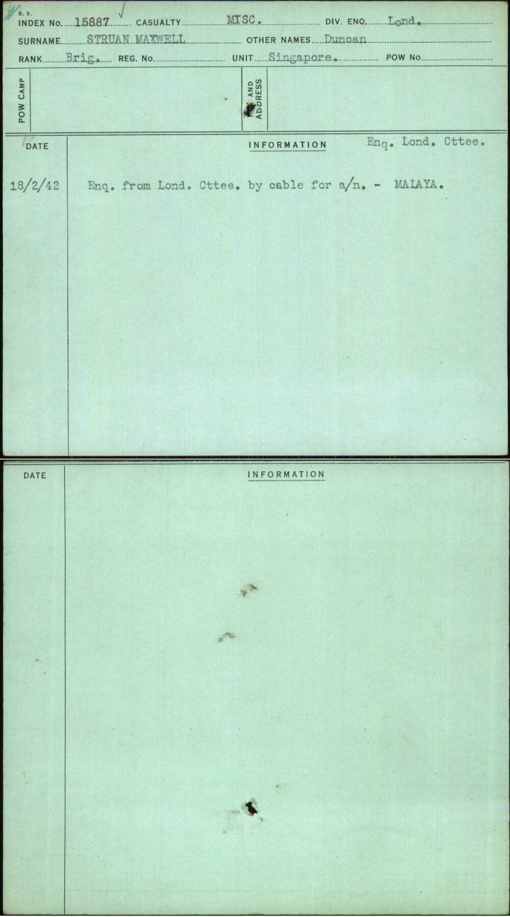 Struan Maxwell, Duncan, [No Service Number]