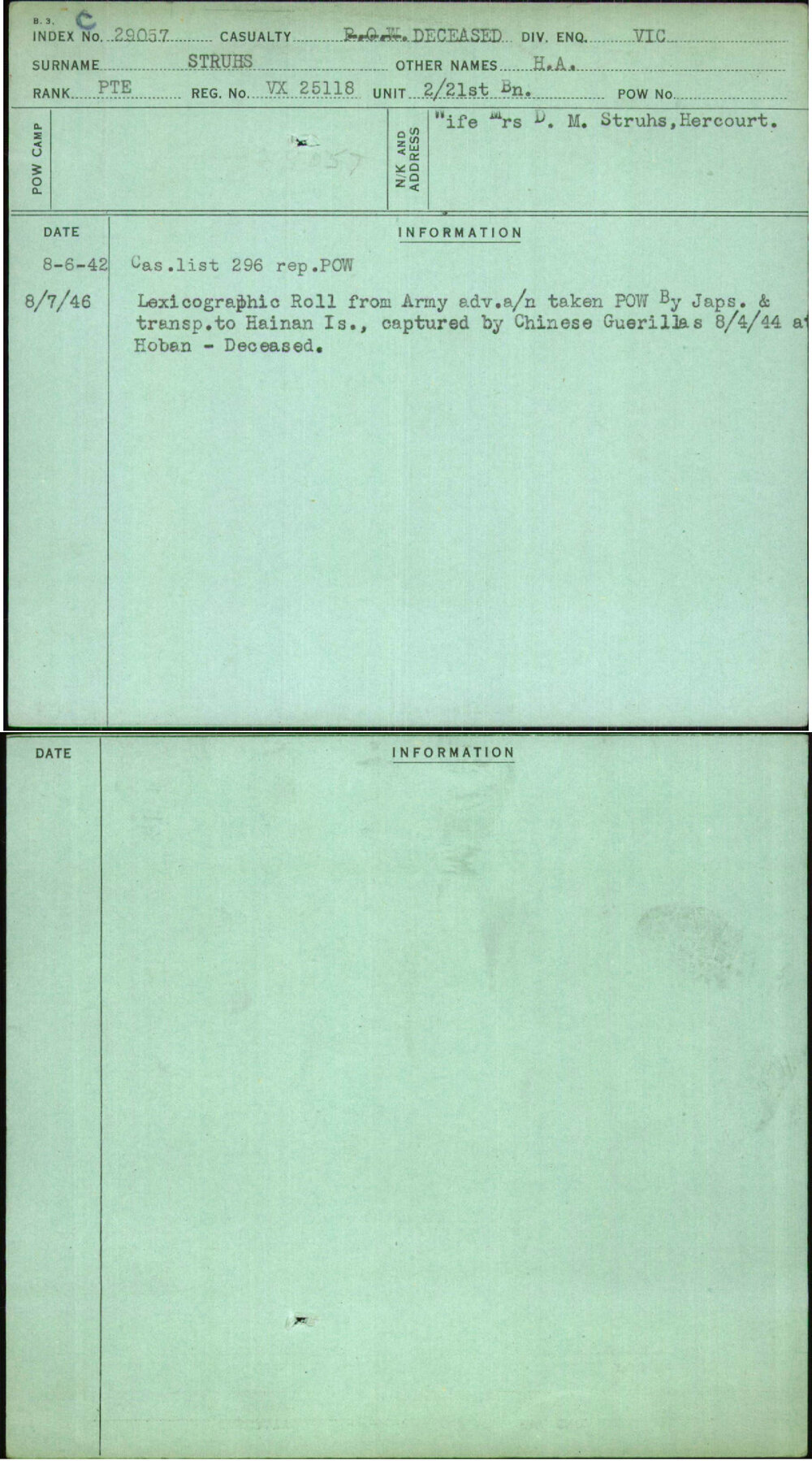 Struhs, H A, VX25118