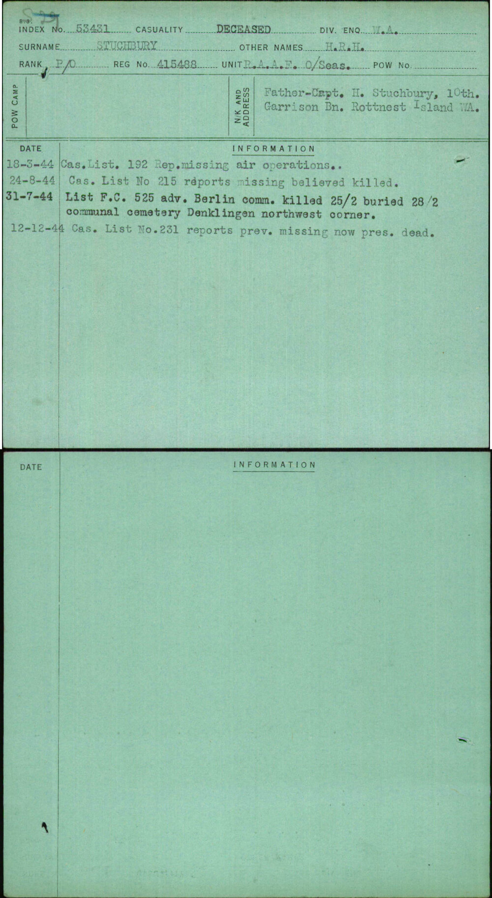 Stuchbury, H R H, 415488