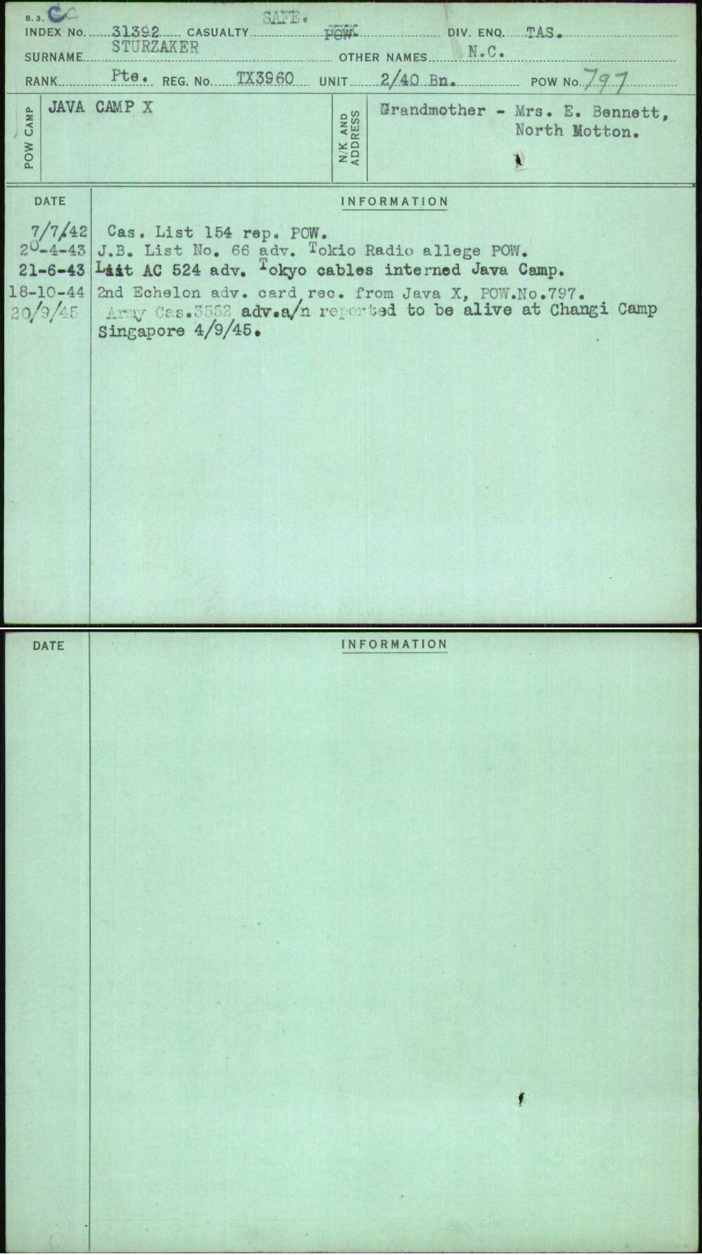 Sturzaker, N C, TX3960