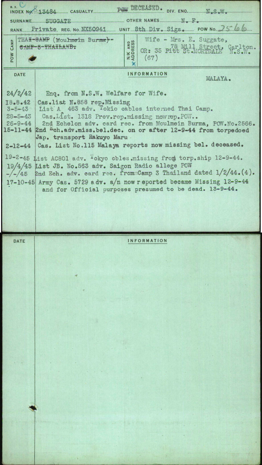 Suggate, N F, NX50941