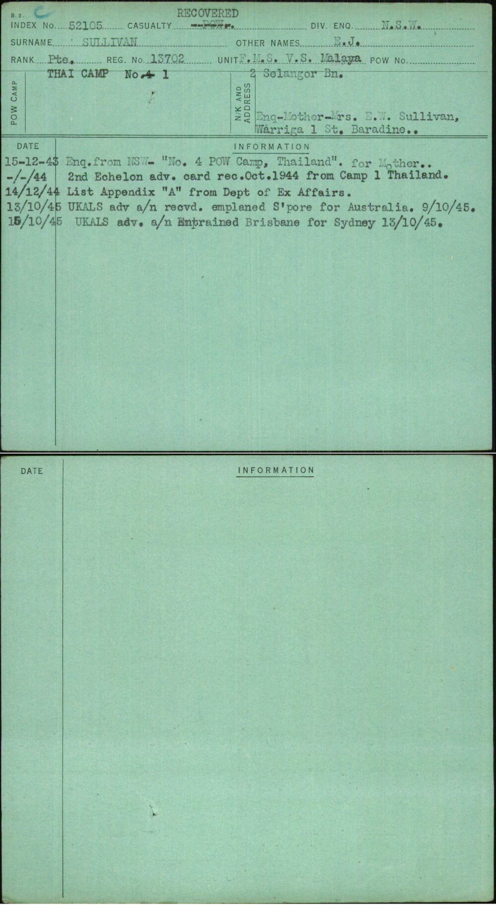 Sullivan, E J, 13702