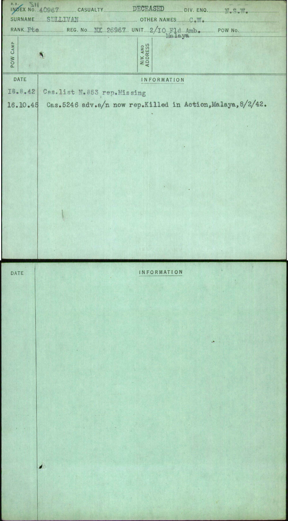 Sullivan, C W, NX26967