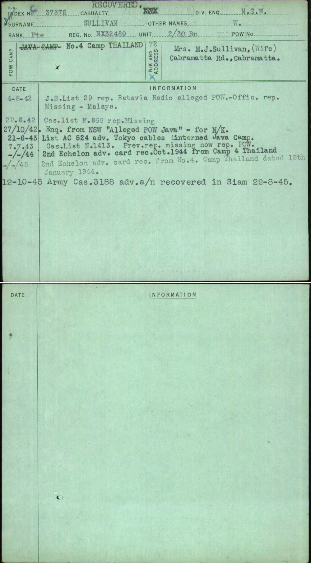 Sullivan, W, NX32489