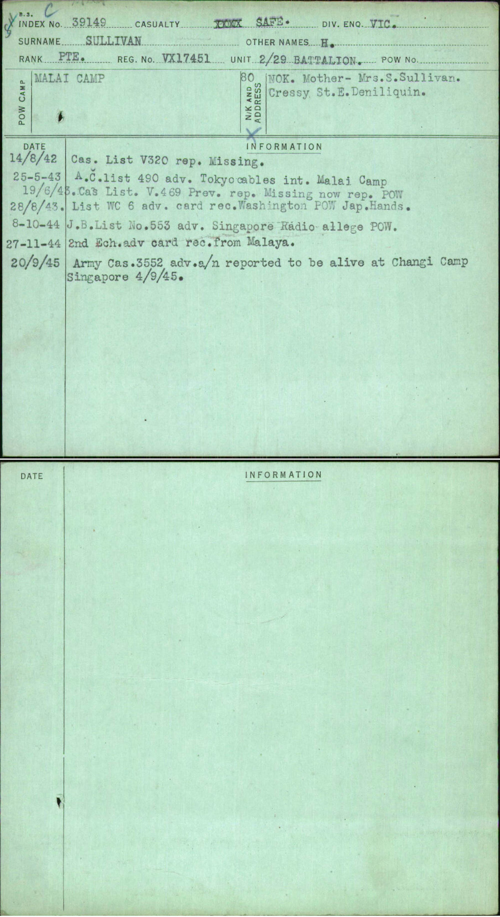 Sullivan, H, VX17451