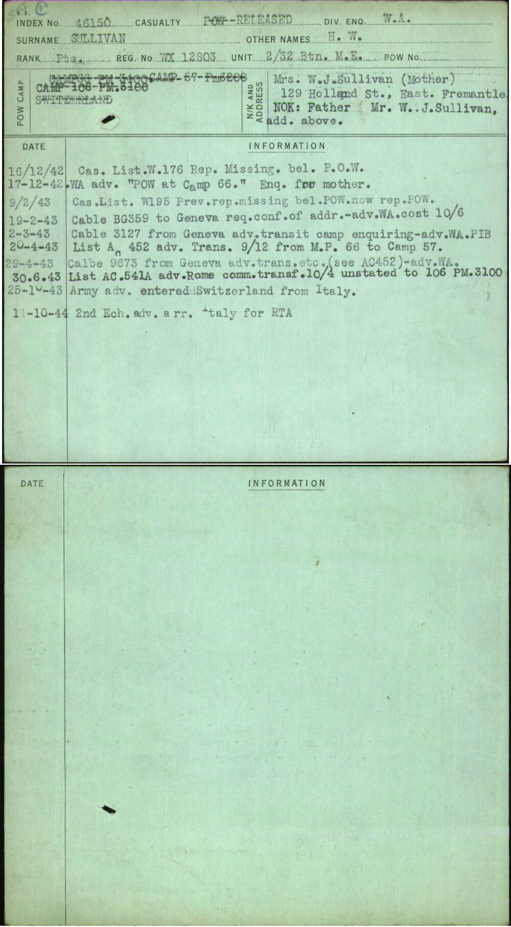 Sullivan, H W, WX12803