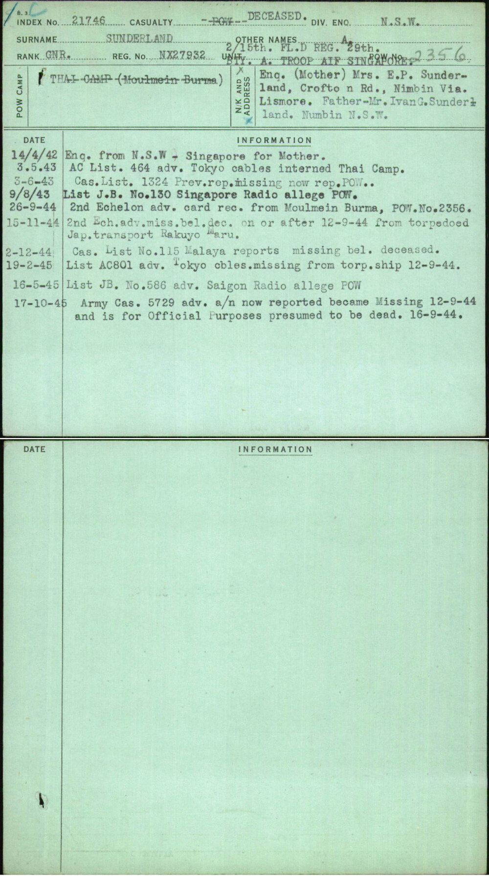 Sunderland, A, NX27932