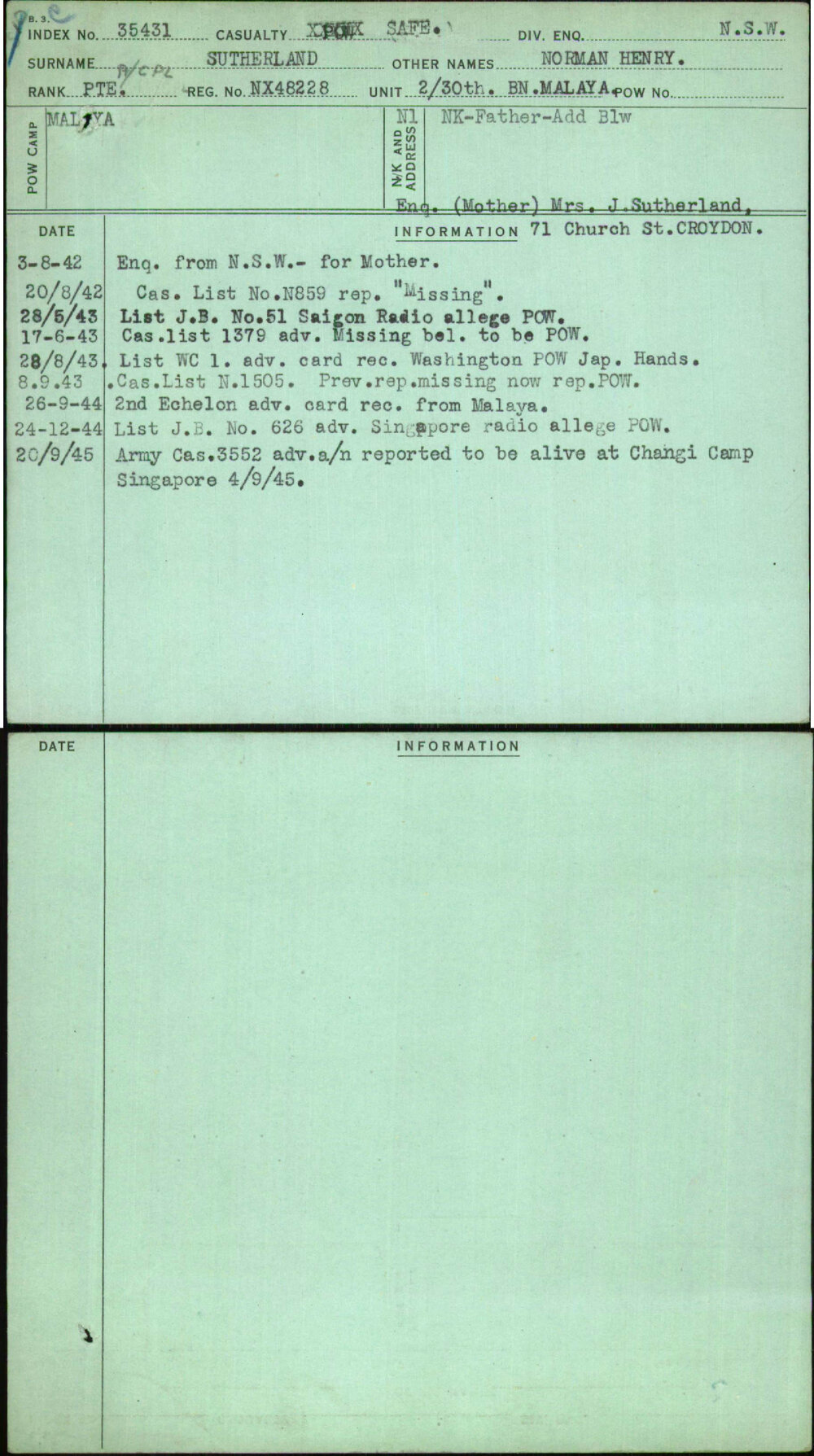 Sutherland, Norman Henry, NX48228