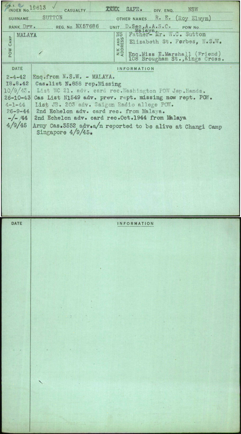 Sutton, R E (Roy Elwyn), NX57686