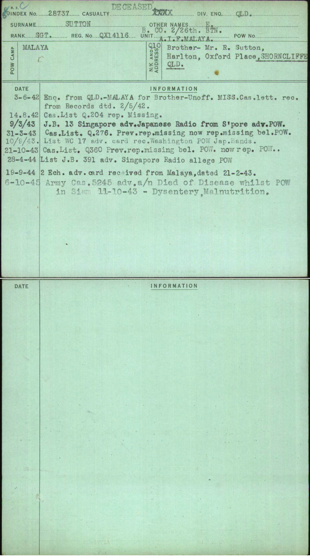Sutton, E, QX14116
