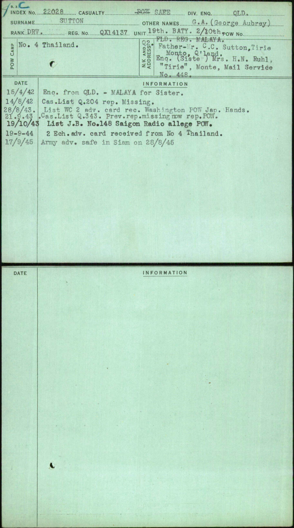Sutton, G A (George Aubrey), QX14137