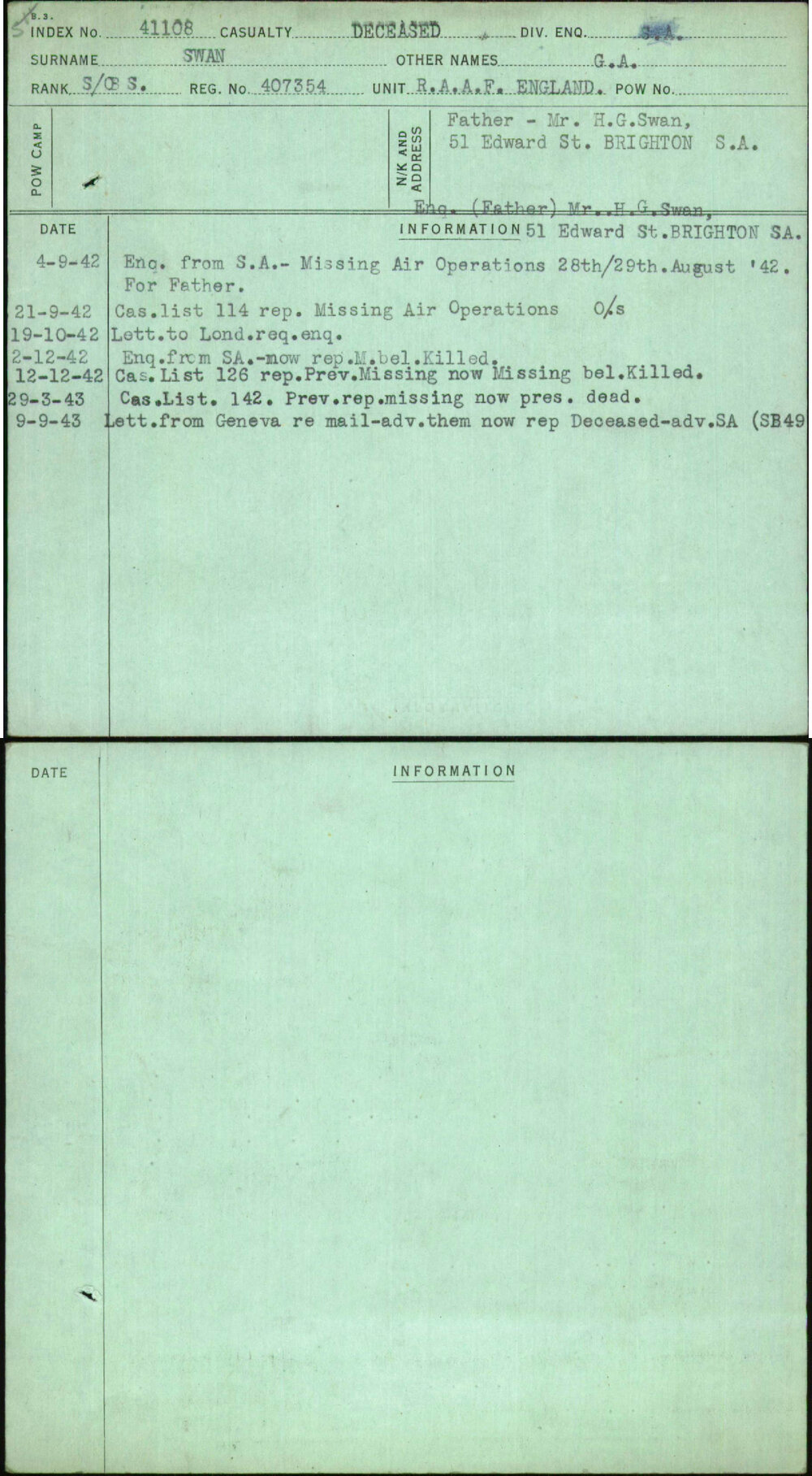 Swan, G A, 407354