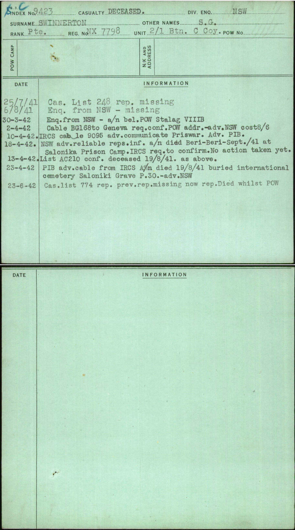 Swinnerton, S G, NX7798