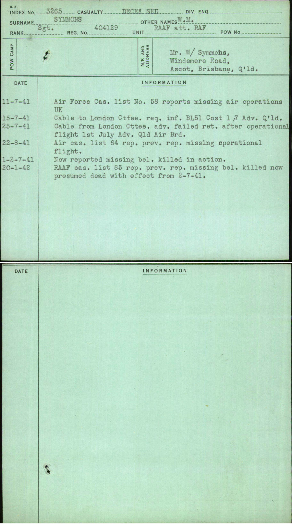 Symmons, W M, 404129