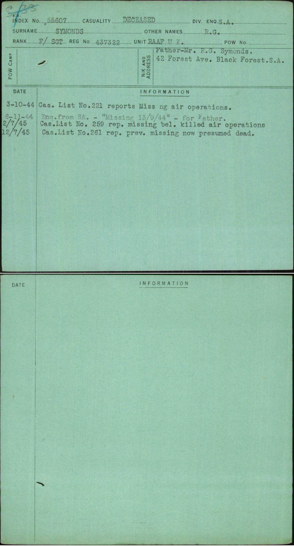 Symonds, R G, 437322