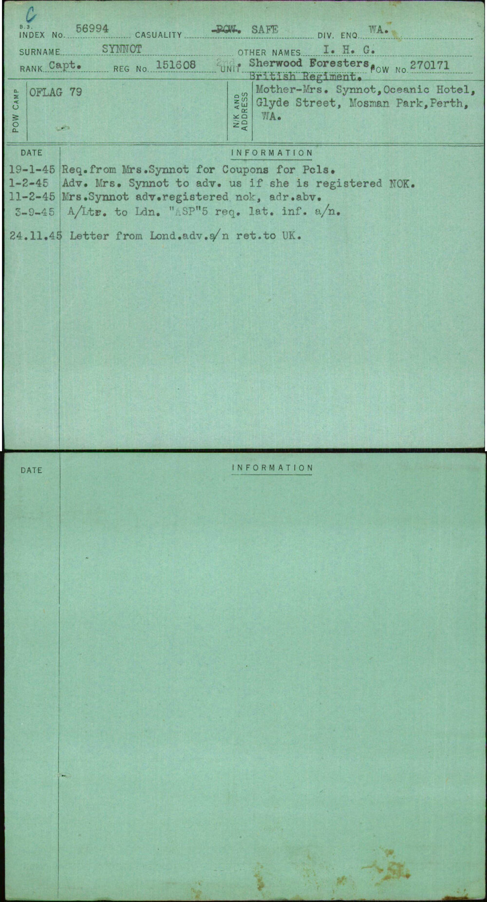 Synnot, I H G, 151608