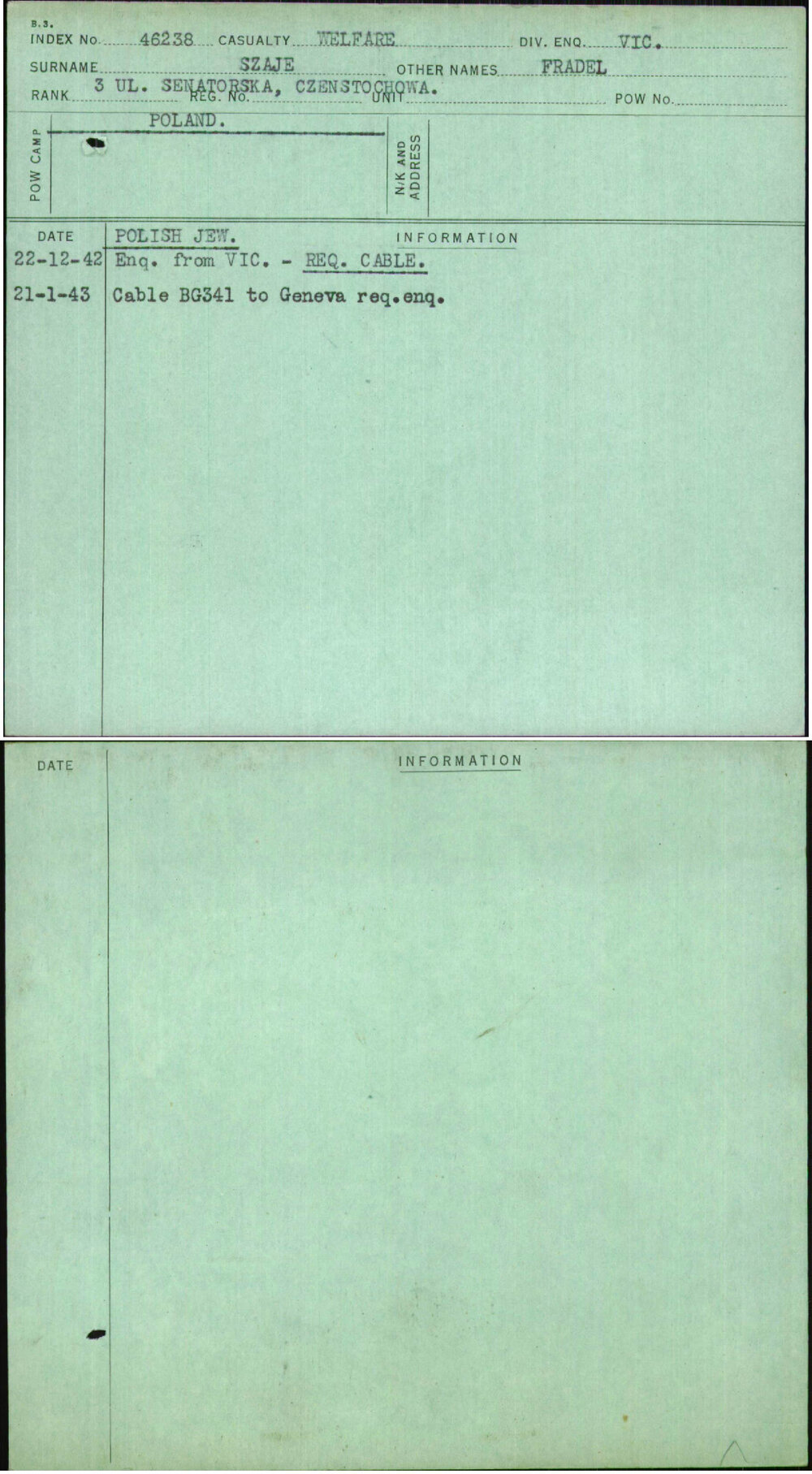 Szaje, Fradel, [No Service Number]