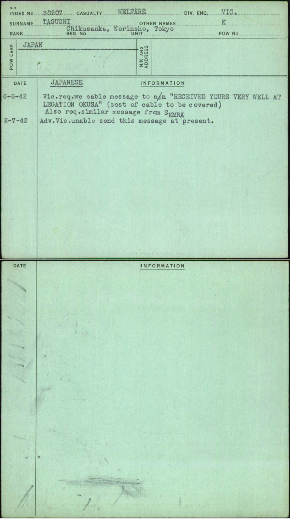 Taguchi, K, [No Service Number]