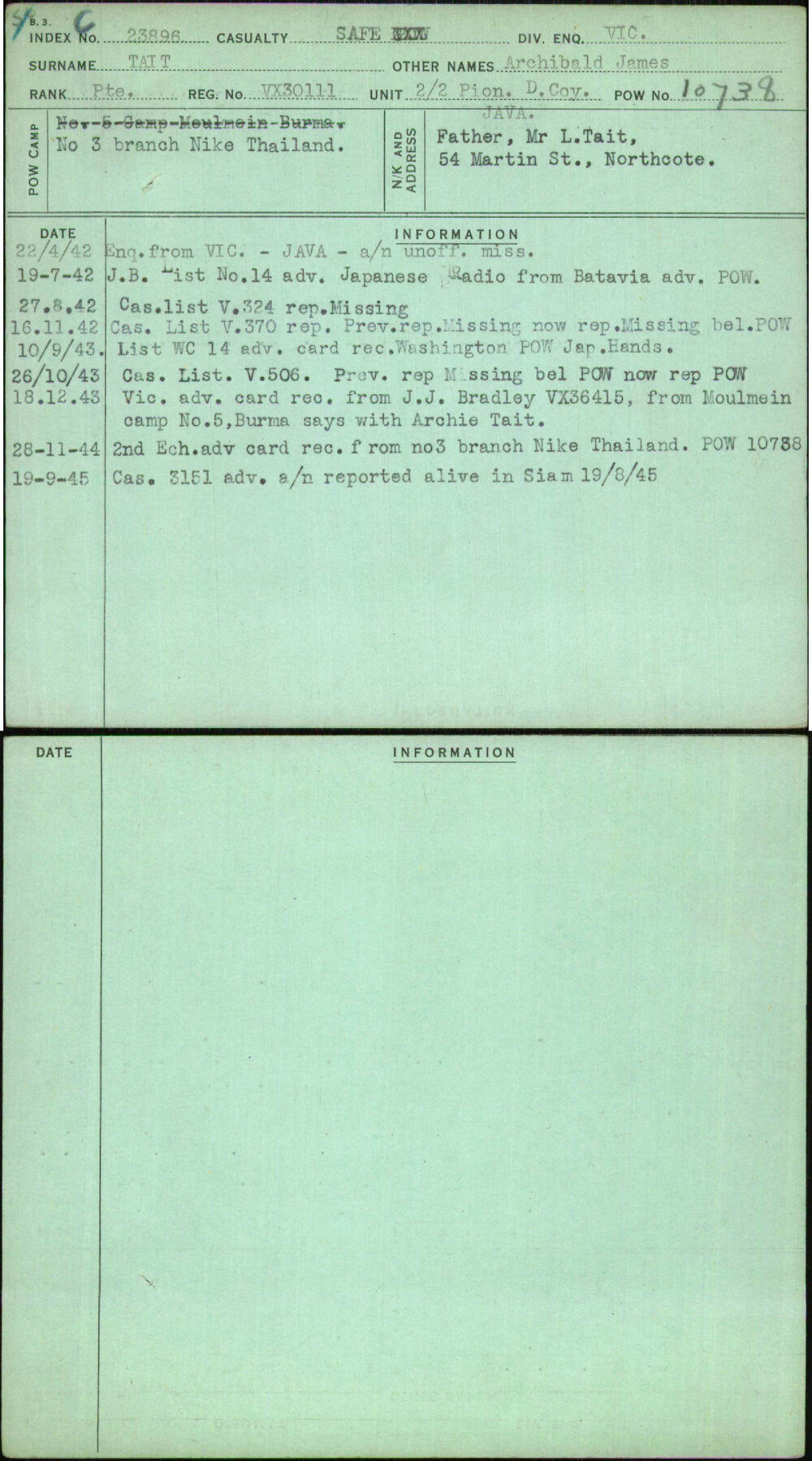 Tait, Archibald James, VX30111