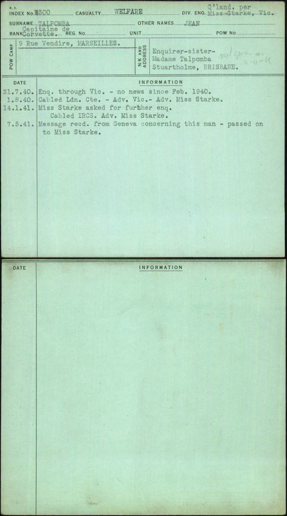 Talpomba, Jean, [No Service Number]