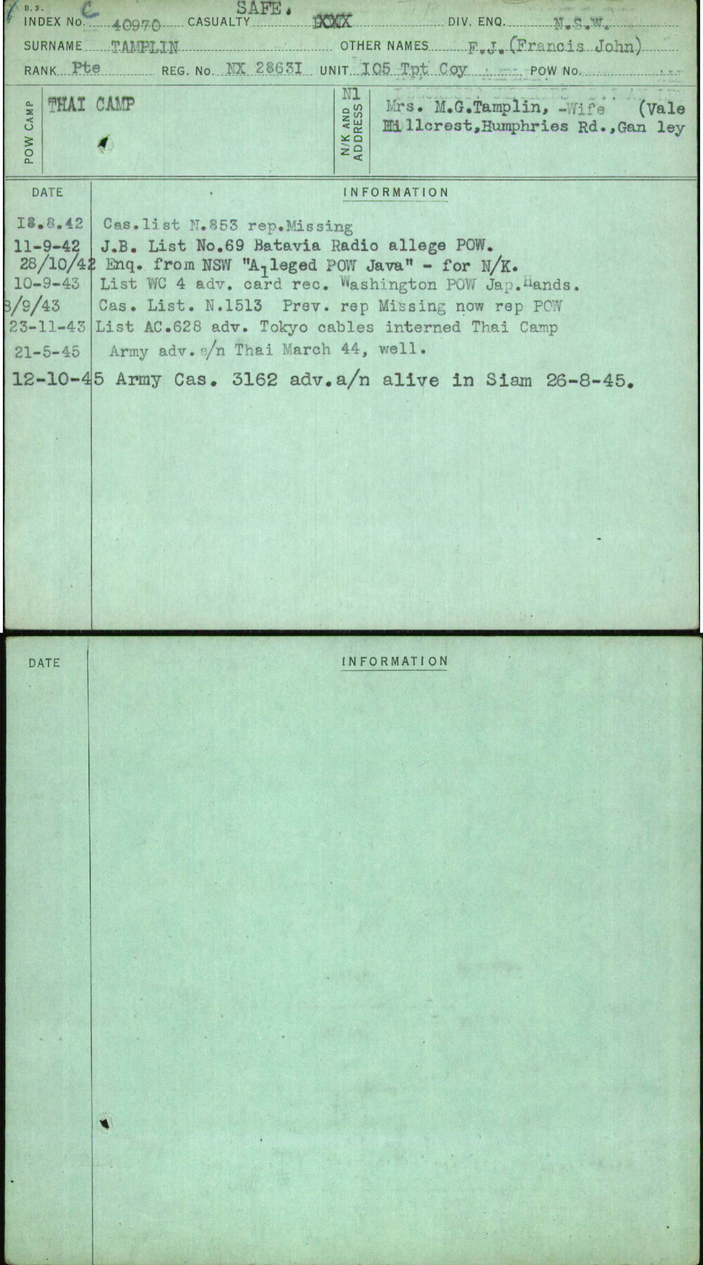 Tamplin, F J (Francis John), NX28631