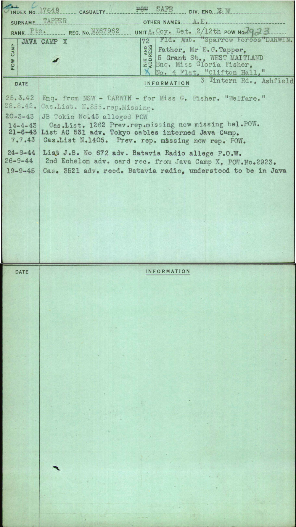 Tapper, A E, NX67962