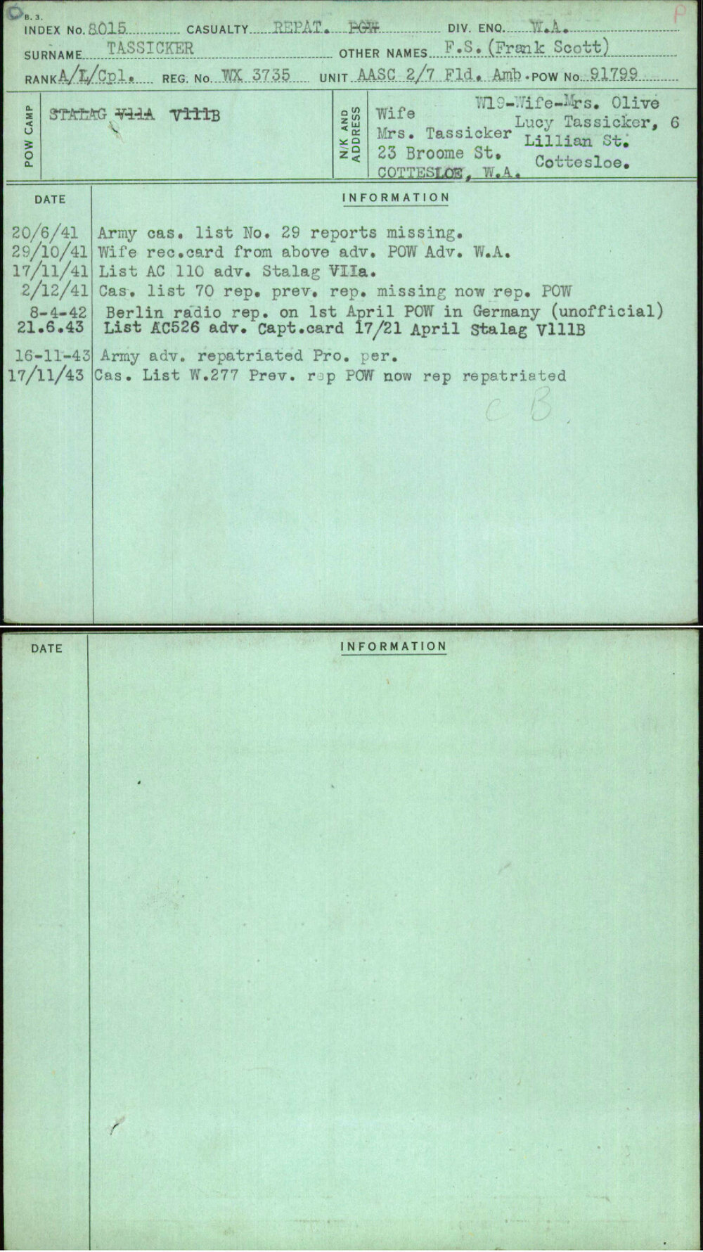 Tassicker, F S (Frank Scott), WX3735