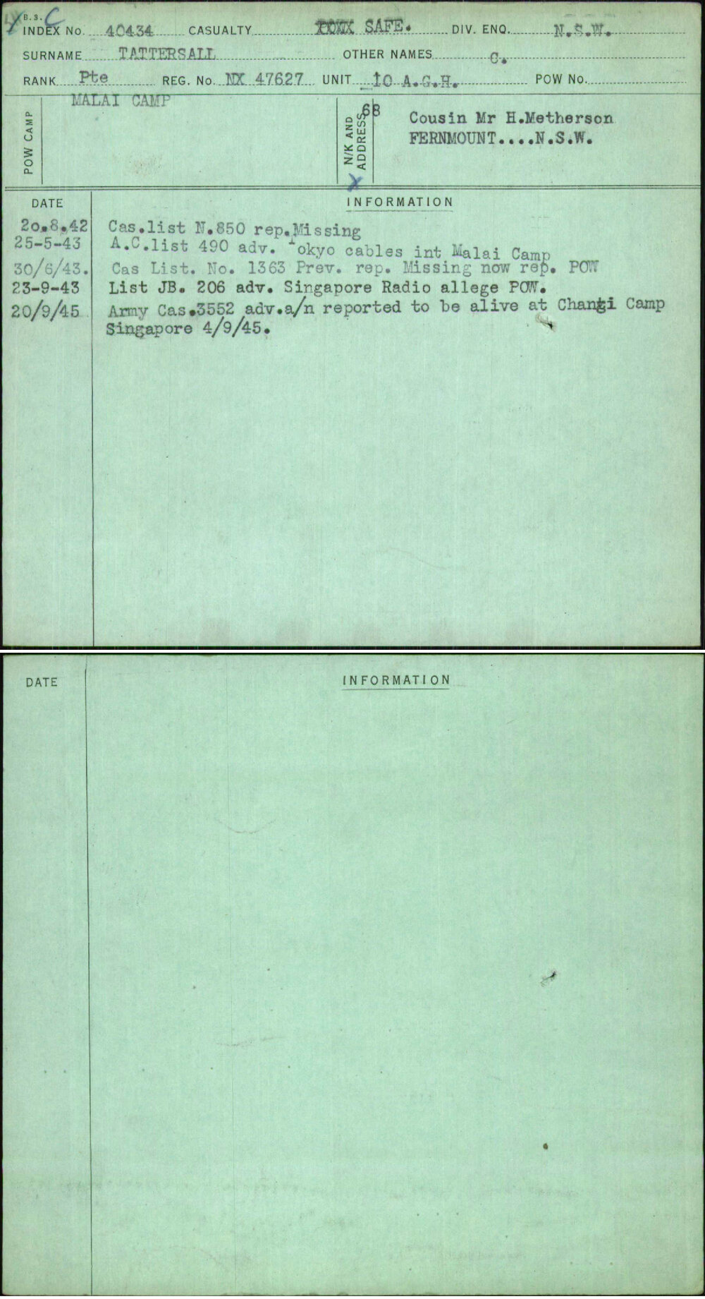 Tattersall, C, NX47627