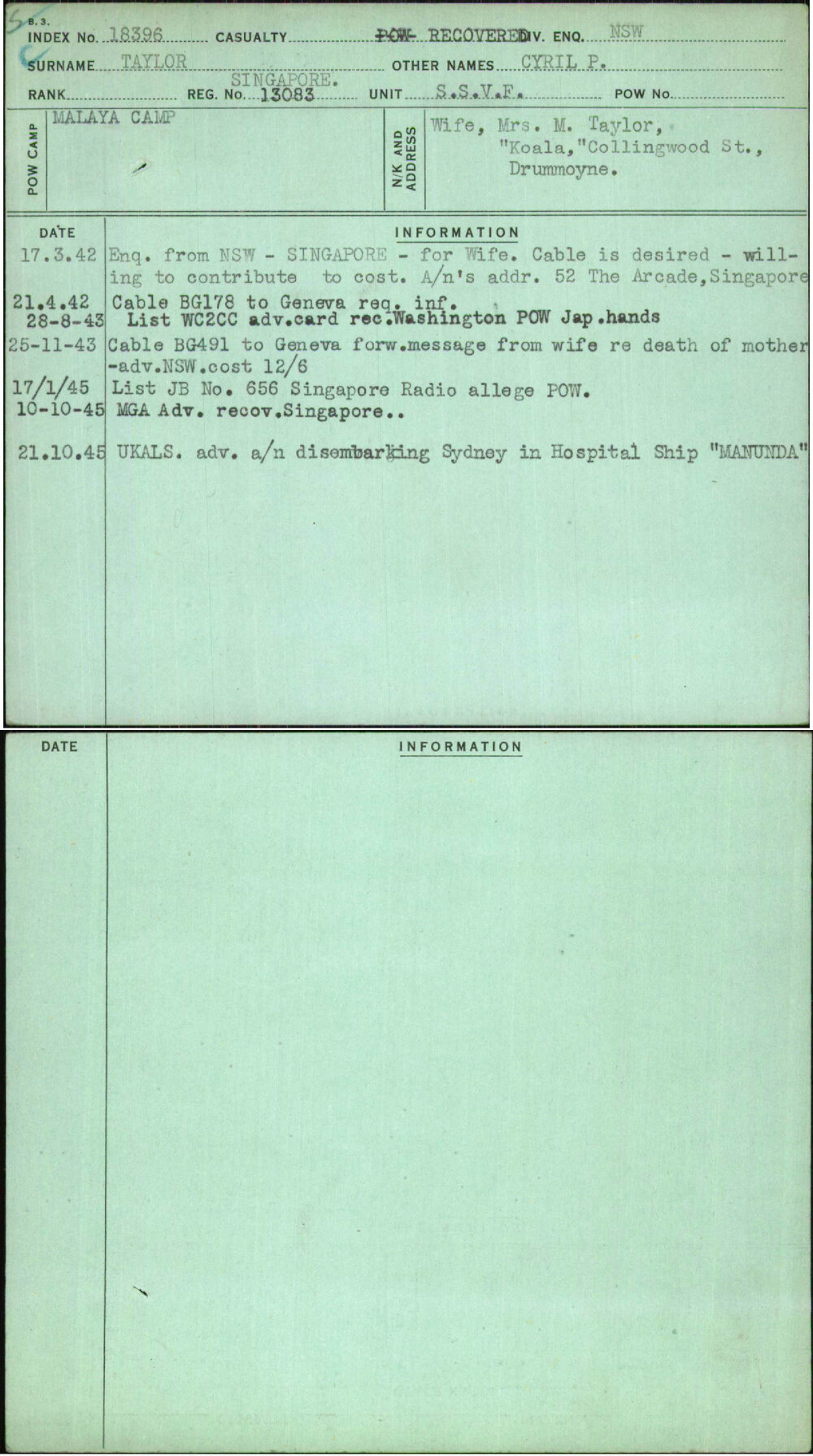 Taylor, Cyril P, 13083