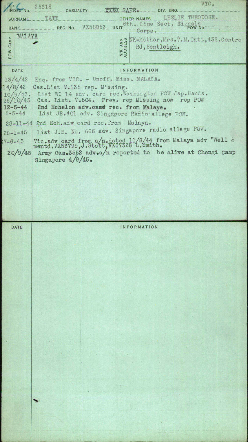 Tatt, Leslie Theodore, VX58053