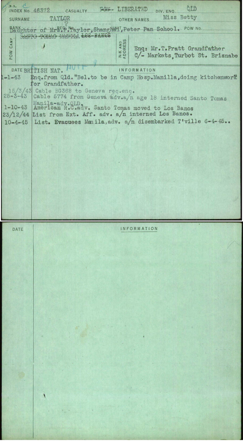 Taylor, Miss Betty, [No Service Number]