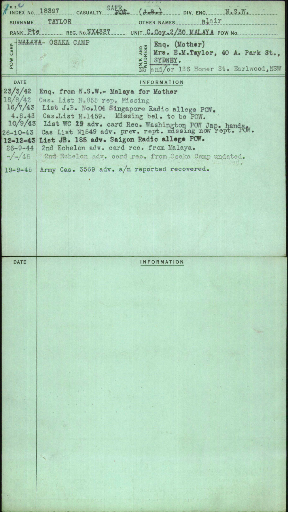 Taylor, Blair, NX4337