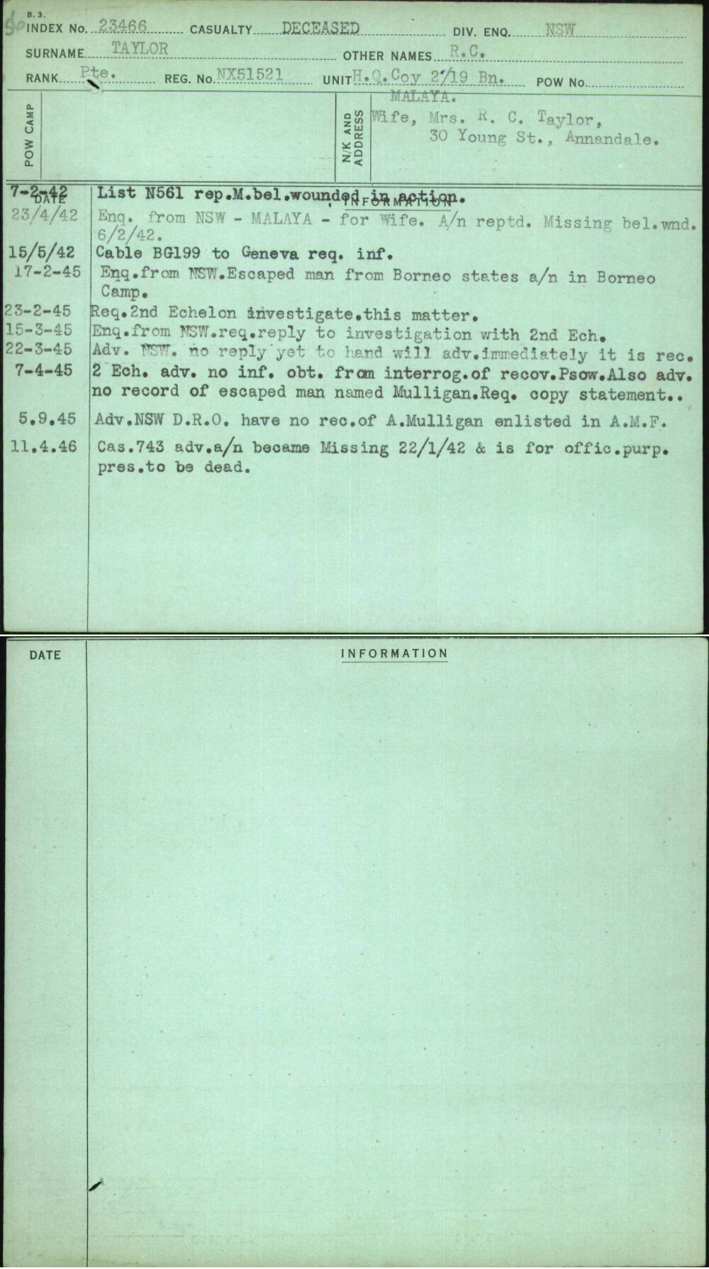 Taylor, R C, NX51521